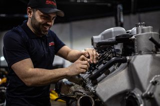 James (Jimmy) Repasi, founder of Repasi Motorwerks, working in the Porsche GT workshop